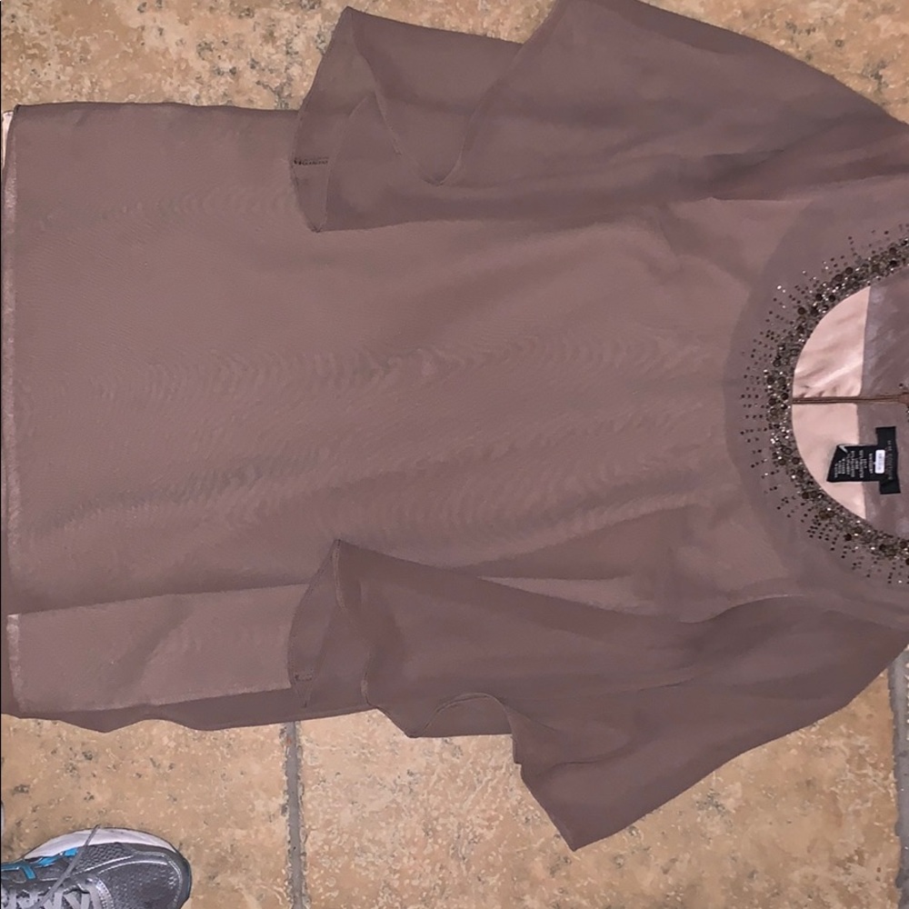 Taupe zip up the back mini dress